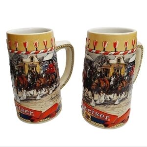 Budweiser Holiday Steins Collectible Holiday Stein Series (Year 1986) 2 Beer Mug
